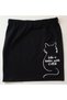 Cats Above-Knee Skirt / Black / Denim Texture
