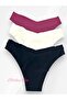Laser Cut Seamless Non-Marking Women's Bikini Panties 3-Pack (Black-Ekru-Black) - 2