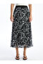 Patterned Pleated Women's Skirt with Elastic Waist - 2