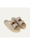 Women's Stone Color Buckle Espadrille Slippers