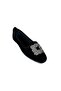 Women's Stoned Buckle Suede Ballerinas BLACK - SMOKE - 6