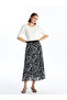 Patterned Pleated Women's Skirt with Elastic Waist