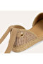 Women's Beige Color Straw Espadrilles with Lacing Detail - 2