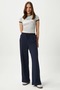 Women's Moment Laced Lycra Elastic Waist Navy Blue Palazzo Trousers