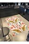Paris Collection Modern Decorative Carpet with Pink Flowers and Birds Pattern 142