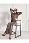 Women's Leopard Stand Collar Long Sleeve Maxi Length Dress - 4