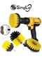 Triple Yellow Drill Bit Cleaning Brush Set Bathroom Bathtub Shower Cabin Car Wheel Seat