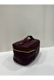 Women's Makeup Bag Burgundy Color Handle Clutch Bag - 4