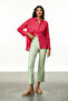 Women's Aqua Green Plaid Woven Trousers - 3