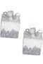 Christmas Ornament Gift Package 2 Pack with Glitter Ribbon Silver-White 8 Cm.