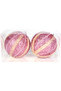 Christmas Ball, Pink with Ribbon Pearl Bead Figure, Pack of 2, 9 cm - 2