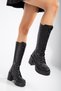 Women's Lace-Up and Zippered Platform Heeled Boots - 4