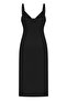 Women's Black Double-Breasted Strappy Midi Dress - 4