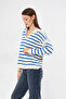 Women's Polo Neck Striped Oversize Knitwear Sweater - 2