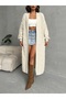 Standard Size Cherry Patterned Cotton Women's Knitwear Long Cardigan - 5