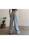 Asia Open Snowwashing Back Buckle Adjustable Baggy Jeans - 4