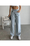 Asia Open Snowwashing Back Buckle Adjustable Baggy Jeans - 5