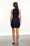 Women's Navy Blue Button Detailed Mini Tight Skirt - 3