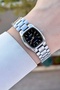 Women's Wristwatch with Black Cord and Metallic Color - 6