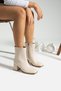 Blunt Toe Beige Side Zipper Boots - 2
