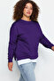 Purple Bottom T-Shirt Look Thin Knitted Oversize Sweatshirt Tbbaw23Ao00023