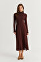Women's Brown Turtleneck Midi Dress Hor15 - 2