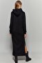 Black Double Slit Hooded Maxi Dress Mey1111 - 5