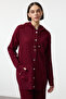 Bordo Kapüşonlu Oversize Triko Alt-Üst Takım TCTAW25US00022 - 2