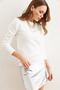 Women's White Crew Neck Soft Textured Beard Sweater Kzk-19000858 - 2