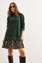 Women's Green and Black Paneled Brioche Knit Dress ELB-19000965 - 4