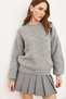 Women's Gray Thick Knit Raised Balloon Sleeve Knitwear Sweater Kzk- 19000863 - 2