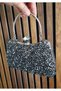Black and White Women's Bag with Large Stone Decorations for Evening Wear - 3