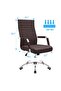 Mid-Back Office Chair, Padded PU Leather, Adjustable Height, 280 lbs Capacity (Brown) - 3