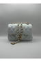 Quilted Patterned Women's Hand and Shoulder Bag with Chain Strap (Small Size)