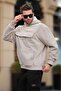 Painted Gray Hooded Flap Pocket Detailed Fleece Men's Sweatshirt 7097 - 4