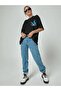 Women's Butterfly Printed Black Oversize T-Shirt - 2