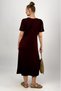 Women's Short Sleeve Viscose Midi Length Crew Neck Dress Coffee - 7