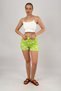 Women's 100% Cotton Single Jersey Patterned Soft Basic Mini Shorts Neon Green Rabbit