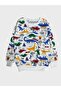 Boy's Cotton White Dinosaur Patterned Long Sleeve Seasonal Pajamas Set - 5