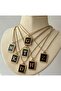 Gold Black Necklace with Letter Plate Detail