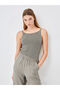 Lcw Vision Khaki Square Collar Textured Women's Knitwear Tank Top