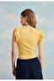 Women's Yellow Zero Sleeve Crop T-Shirt with Ruffled Sleeves - 5