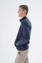 Navy Blue Large Size Men's Truck Collar Knitted Zipper Pocket Wool Knitwear Cardigan Trıst-2115 - 3