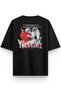 Angel Back Printed Half Oversized Black T-Shirt 1215