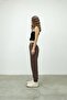 Women's Bitter Brown Elastic Jogger Sweatpants - 4