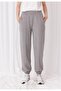 Women's Gray Melange Striped Jogger Sweatpants