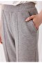Women's Gray Melange Striped Jogger Sweatpants - 2