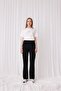 Women's Black Striped Trousers - 4