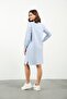 Maternity Breastfeeding Detailed Pocket Soft Textured Thessaloniki Regular Fit Dress Light Blue - 7