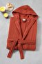 Hooded 4 Layer Brick Color Muslin Bathrobe - Unisex 100% Cotton Bathrobe - 6